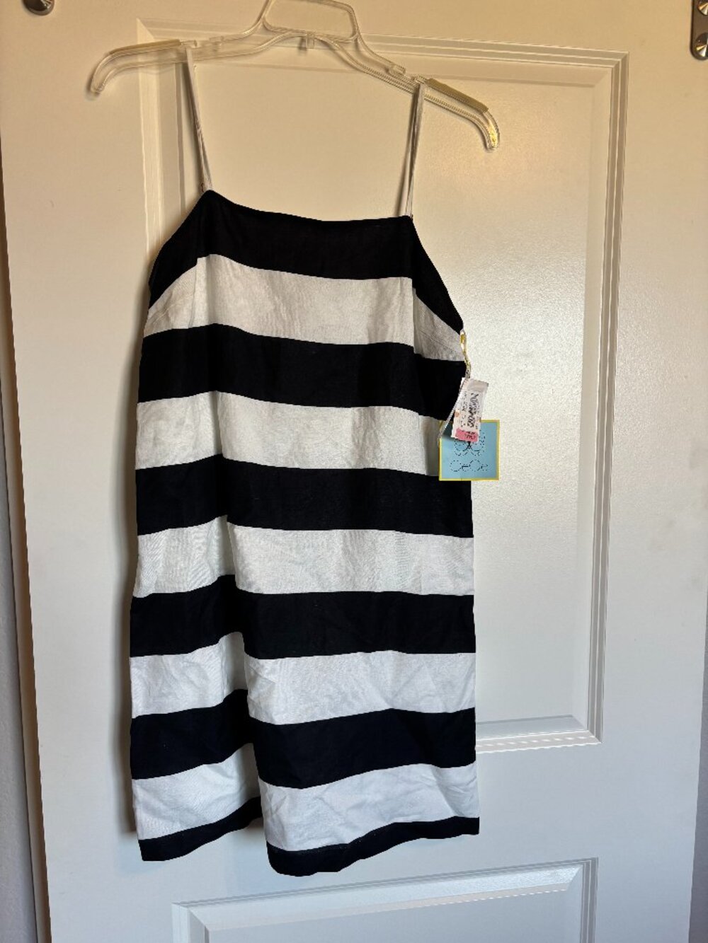 NWT CeCe Black & White Striped Cami Slip Dress Size 12